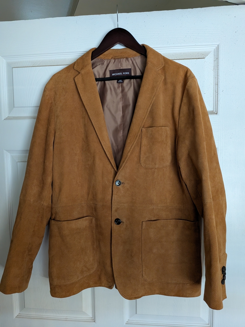 Michael Kors Men’s Genuine Leather Perforated Tan Blazer — 42R